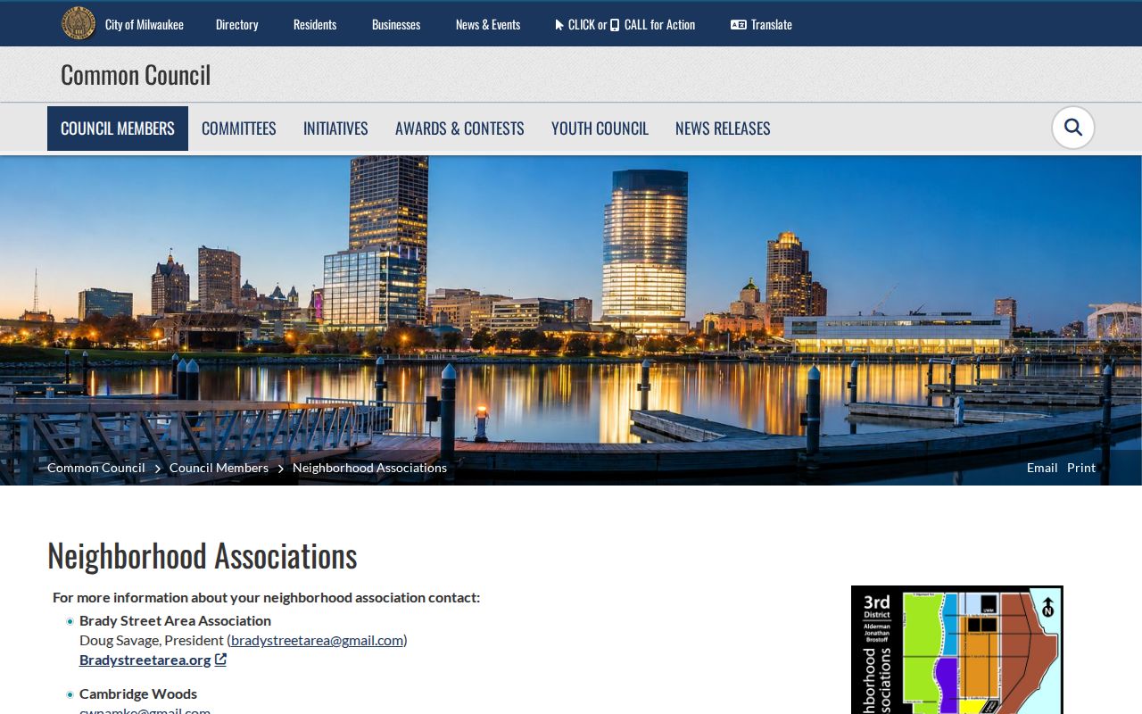City of Milwaukee neighborhood association contact map and directory