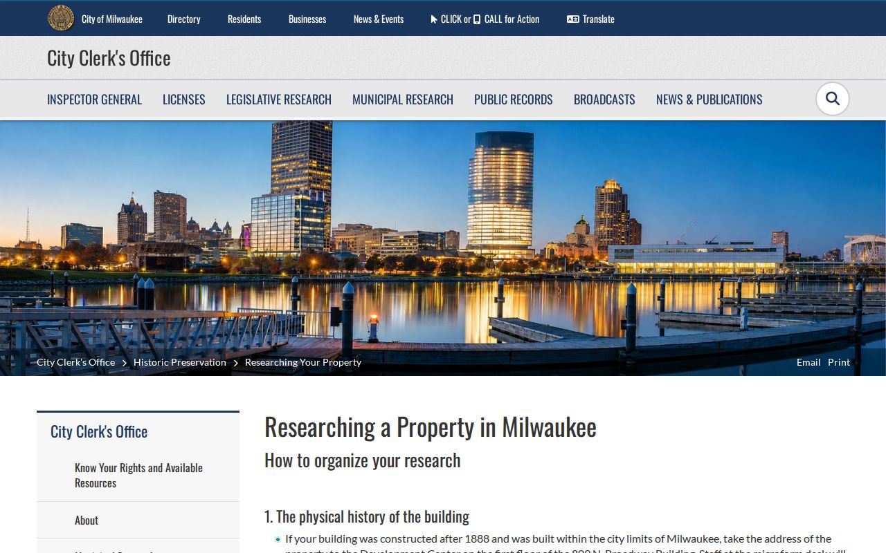 Milwaukee Historic Preservation property research page for old addresses