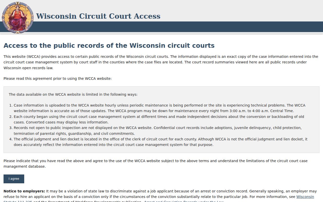 Wisconsin Circuit Court Access name search for a Milwaukee court record